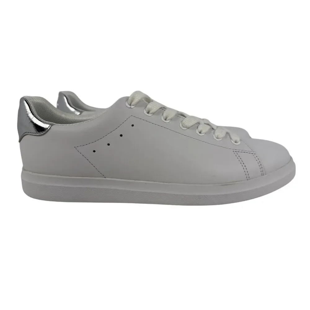 Tory Burch Howell Court Sneaker Women's Size 9 Low Top Leather White/Silver Logo